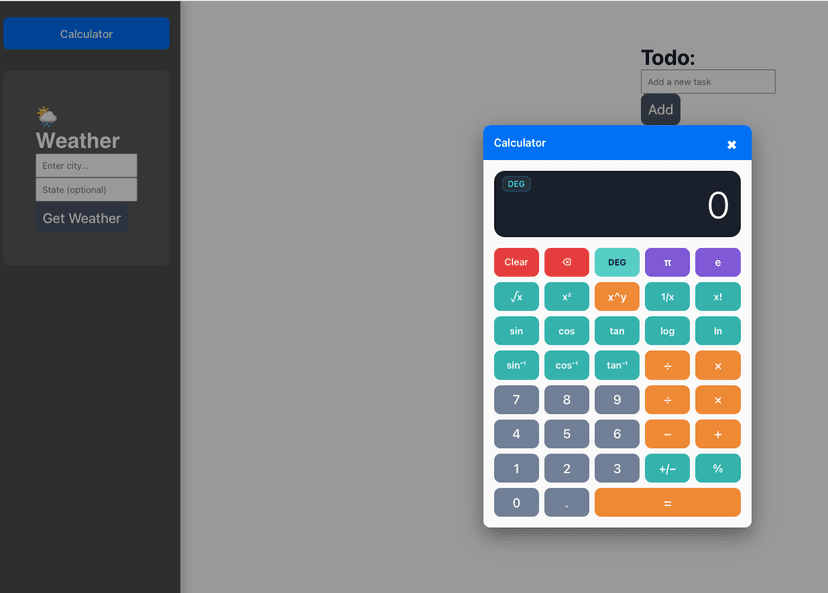 Todo List & React Calculator Preview