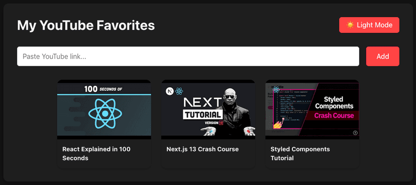 YouTube Favorites Preview